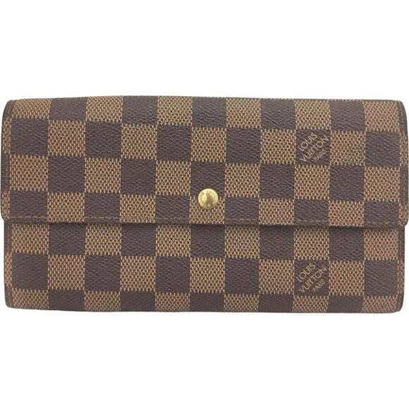 507255AF Louis Vuitton Wallet Long Porte Feuille Sarah Brown Damier - Picture 1 of 9